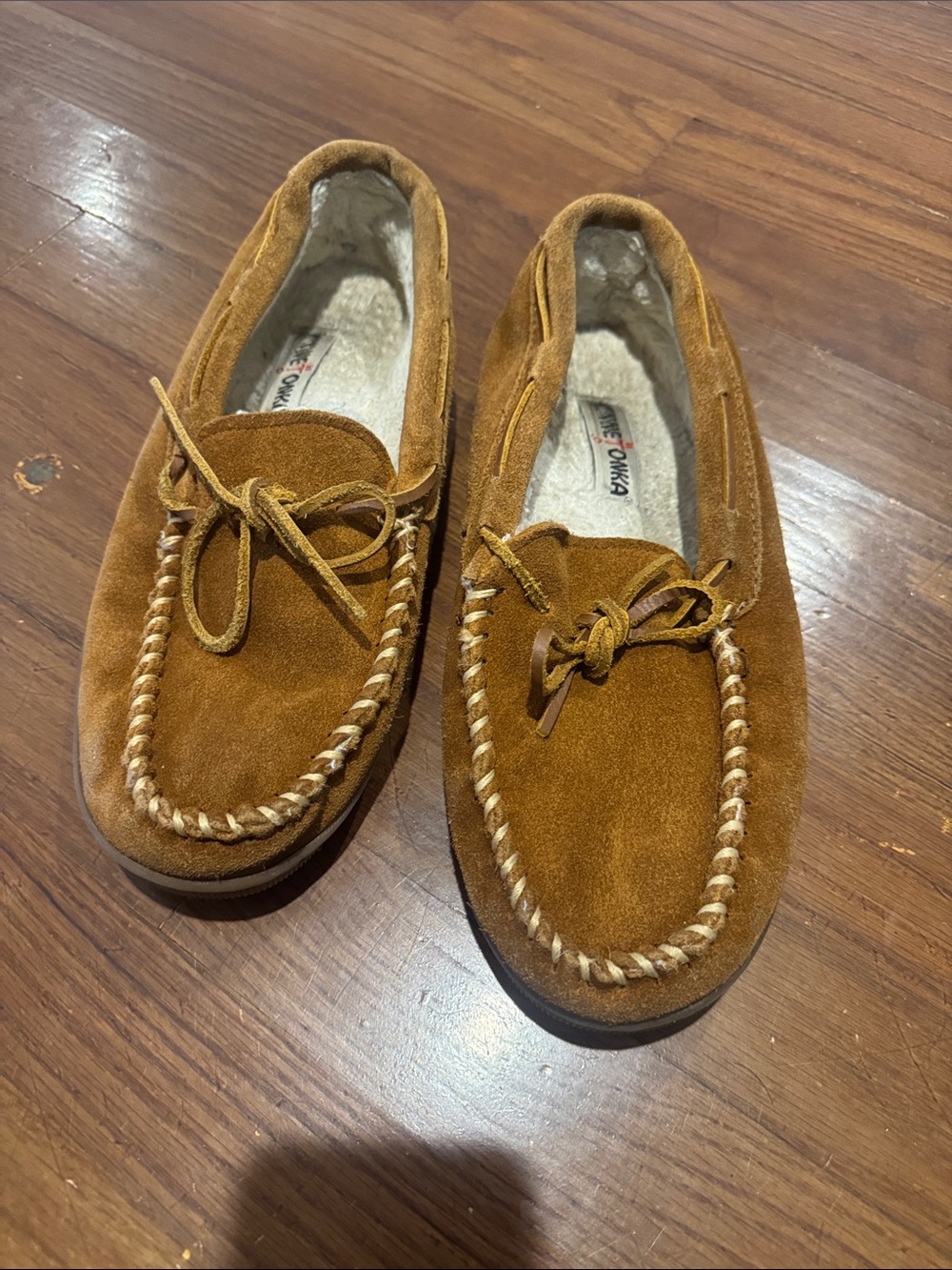 Minnetonka Men’s Suede Moccasin Loafers - Chestnut Tan